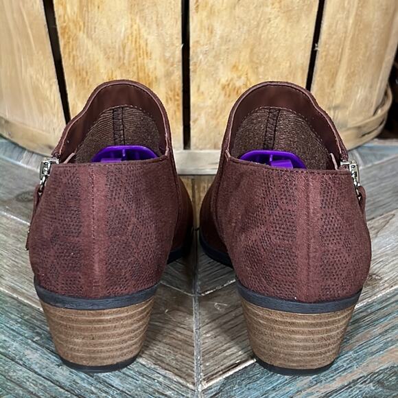 Dr. Scholl’s Brief Brown Faux Suede Microfiber Zip Ankle Boots Womens 6.5 WIDE - Picture 6 of 11